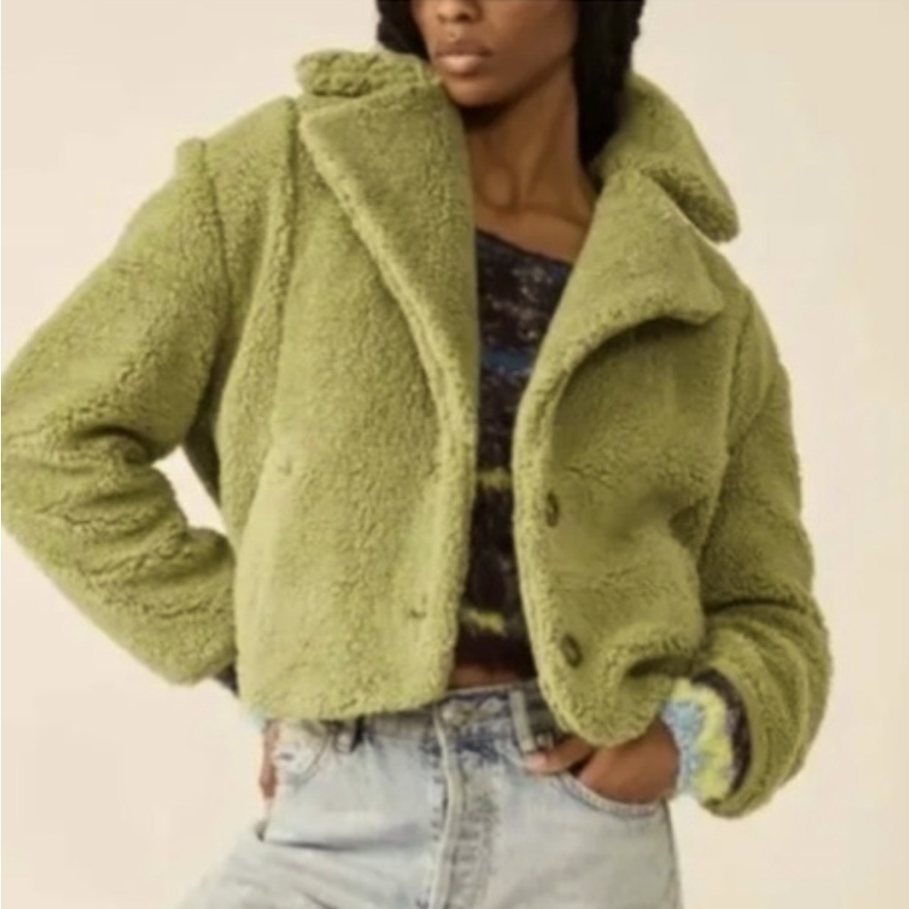 NWT FREE PEOPLE "THE JOPLIN" COZIEST JACKET IN SWEET PISTACHIO - Picture 1 of 6